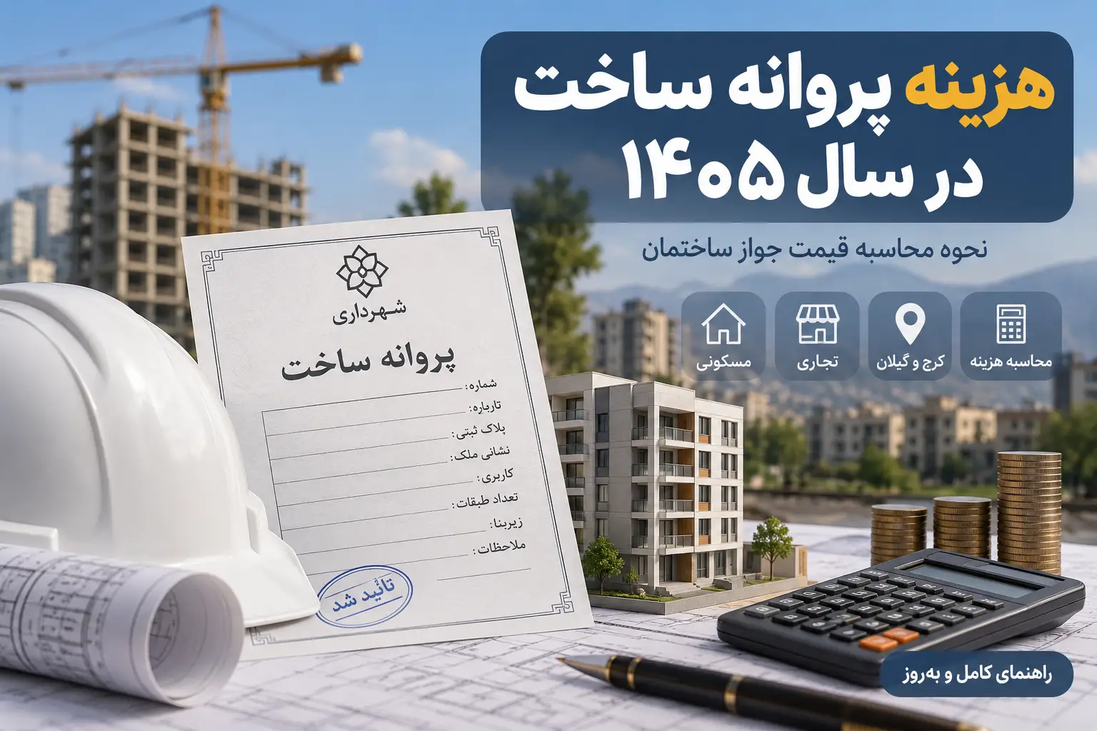 هزینه پروانه ساخت در سال ۱۴۰۵؛ نحوه محاسبه قیمت جواز ساختمان