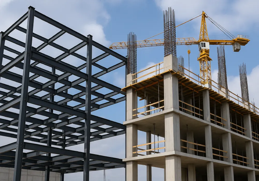 تفاوت اسکلت فلزی و بتنی